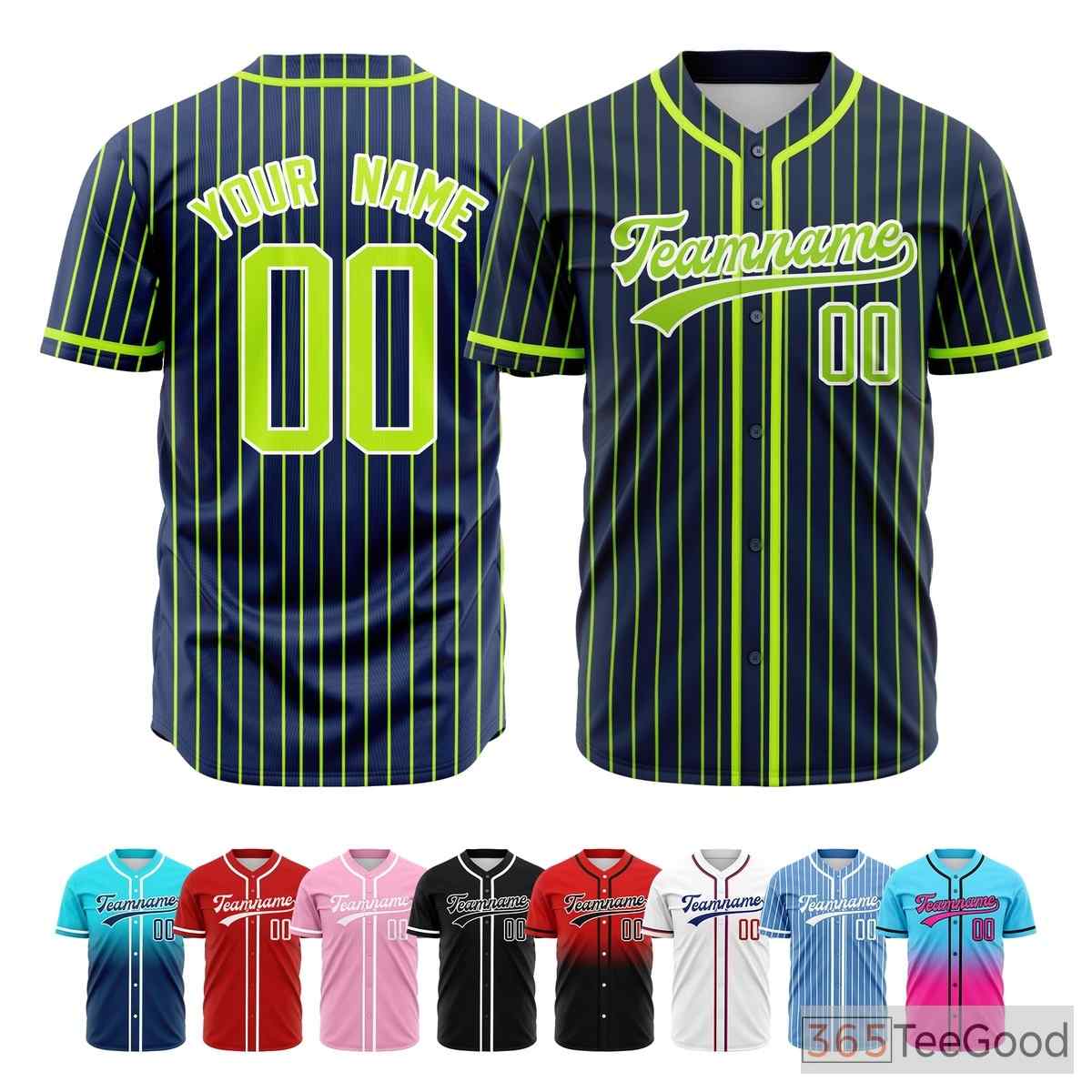 Blue Green Striped Baseball Jersey Tee for Men & Women - A vibrant look for everyday comfort