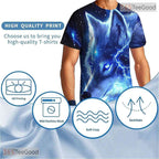 Blue Lightning Wolf American Eagle 3D Graphic Printed Casual Unisex Tee Shirt Top