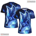Blue Lightning Wolf American Eagle 3D Graphic Printed Casual Unisex Tee Shirt Top