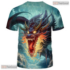 Blue Mythology Chinese Dragon Graphic Pattern 3D Printed Casual Unisex T-Shirts