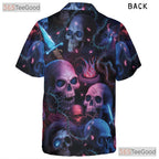 Blue Neon Skeleton Art Gothic Skull Hawaiian Shirt Men Women Aloha Summer Top