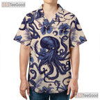 Blue Octopus Nautical Sea Life Hawaiian Shirt Men Women Summer Vacation Top