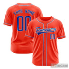 Blue Orange Baseball Jersey Tee for Men & Women - Add Your Team's Name, Number & Logo