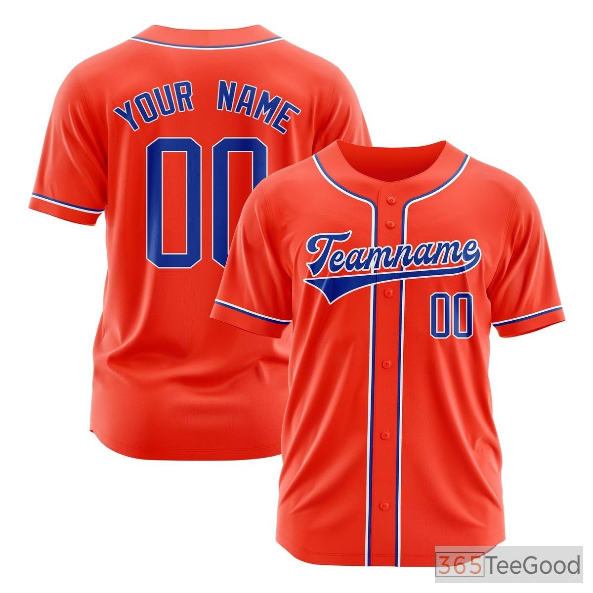 Blue Orange Baseball Jersey Tee for Men & Women - Add Your Team's Name, Number & Logo