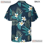Blue Plumeria Floral Hawaiian Shirt- Unisex Tropical Beach Summer Aloha Top
