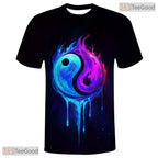 Blue Purple Yin Yang American Eagle 3D Graphic Printed Casual Unisex T-Shirt Top