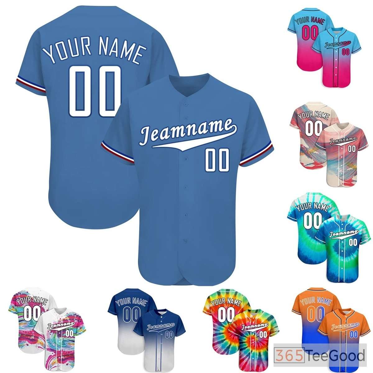 Blue Red Blue Custom Baseball Jersey Stitched Tee Personalized Unisex Fan Uniforms