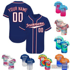 Blue Red White Custom Baseball Jersey Personalized Unisex Button Down Sports Shirt