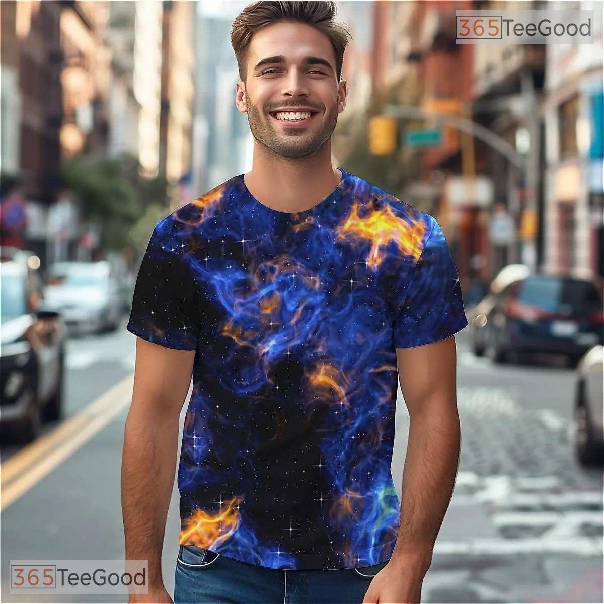 Blue Smoke American Flag Eagle 3D Graphic Printed Casual Unisex Tee Shirt Tops Style
