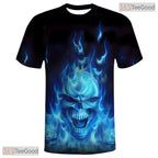 Blue Smoke Skull Basketball Graphic 3D Printed Short Sleeve Unisex Tee Shirt Styles