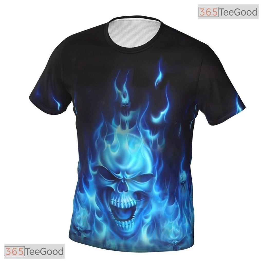 Blue Smoke Skull Basketball Graphic 3D Printed Short Sleeve Unisex Tee Shirt Styles