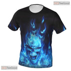 Blue Smoke Skull Basketball Graphic 3D Printed Short Sleeve Unisex Tee Shirt Styles