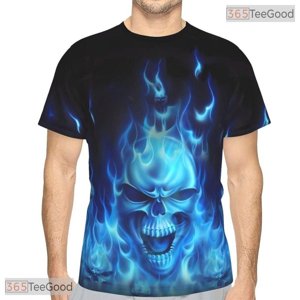Blue Smoke Skull Basketball Graphic 3D Printed Short Sleeve Unisex Tee Shirt Styles