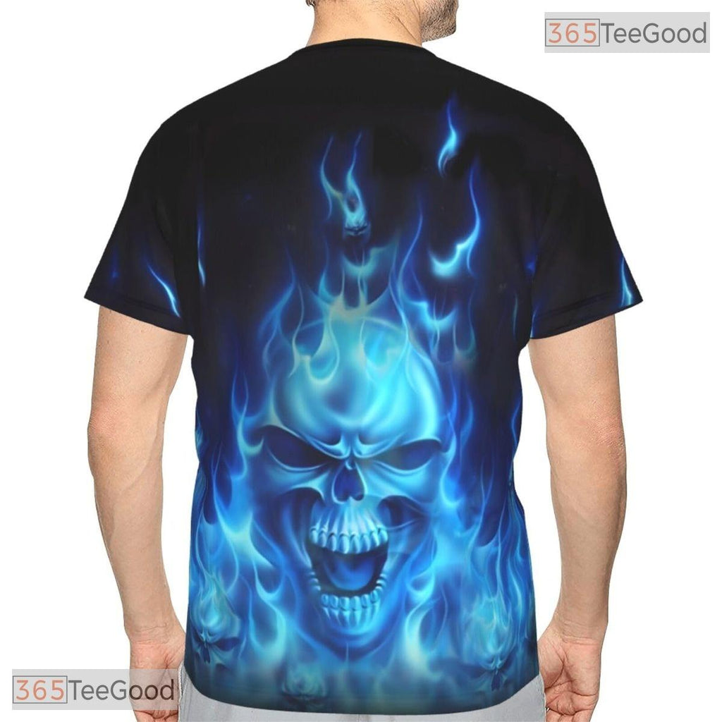 Blue Smoke Skull Basketball Graphic 3D Printed Short Sleeve Unisex Tee Shirt Styles