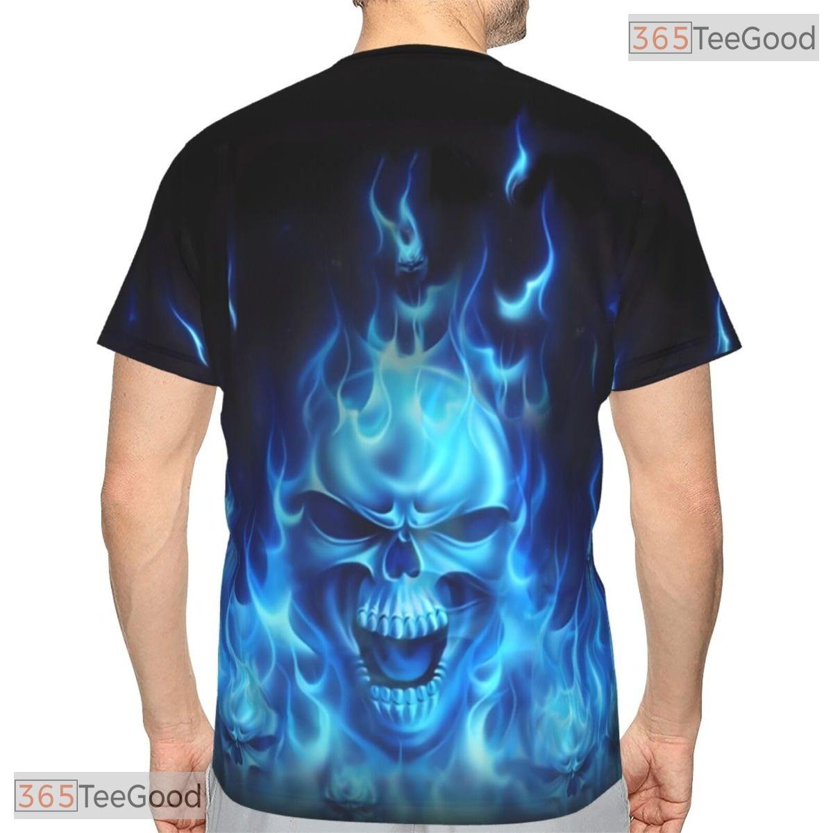 Blue Smoke Skull Basketball Graphic 3D Printed Short Sleeve Unisex Tee Shirt Styles