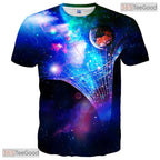 Cosmic Blue Space Graphic Print 3D Fashion Unisex T-Shirt For Adults And Teens
