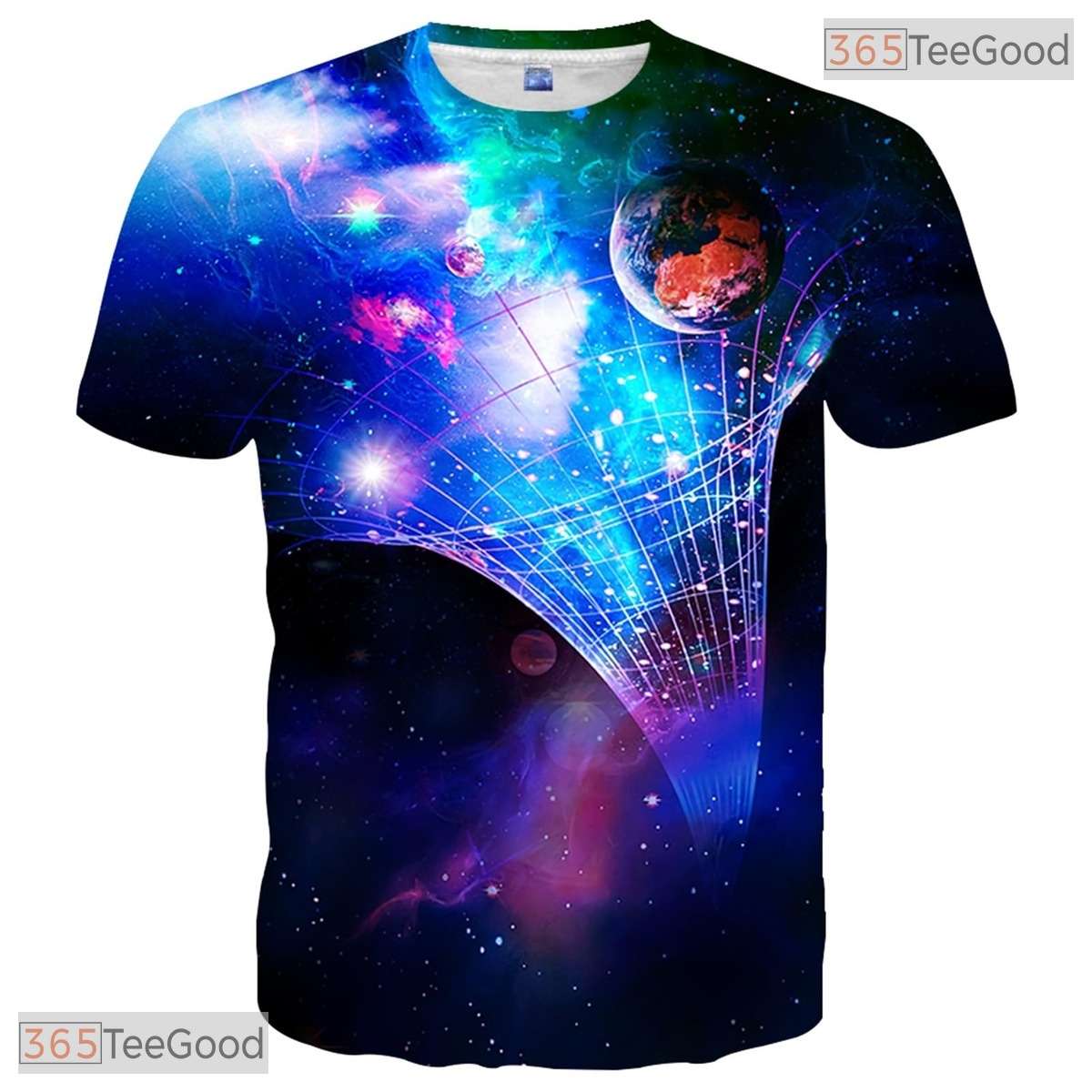Cosmic Blue Space Graphic Print 3D Fashion Unisex T-Shirt For Adults And Teens