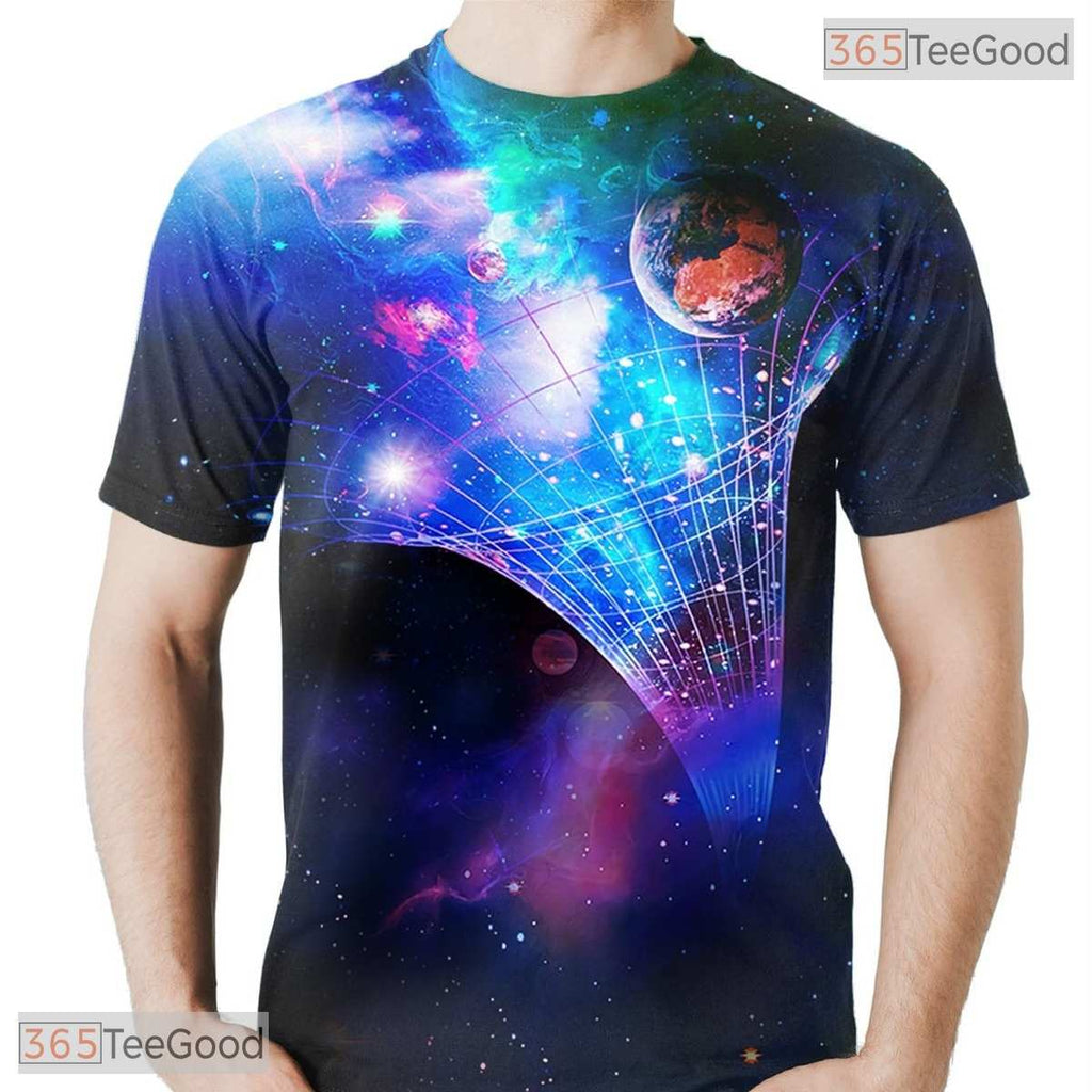 Cosmic Blue Space Graphic Print 3D Fashion Unisex T-Shirt For Adults And Teens