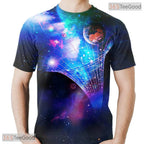Cosmic Blue Space Graphic Print 3D Fashion Unisex T-Shirt For Adults And Teens