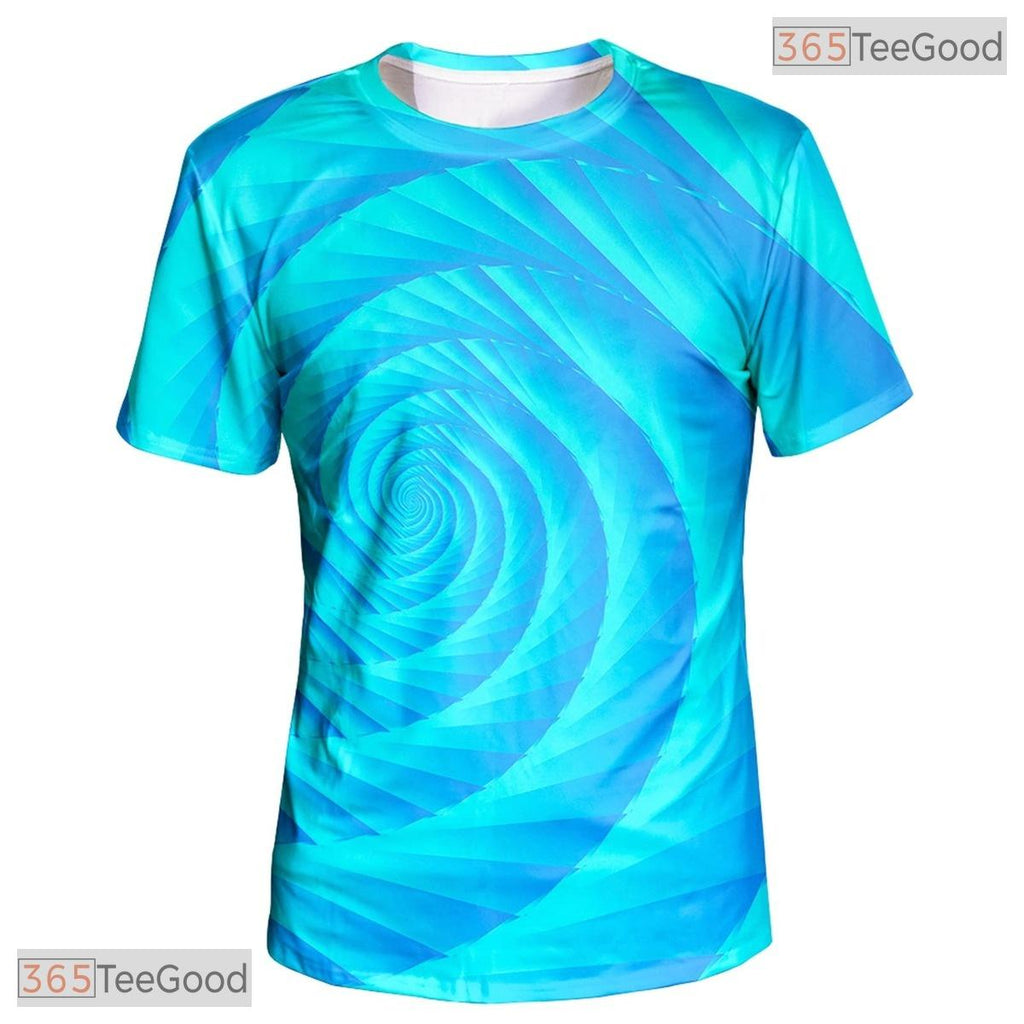 Dynamic Blue Spin Abstract Graphic Art 3D Printed Casual Unisex Tee Shirt Top