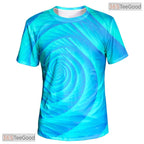 Dynamic Blue Spin Abstract Graphic Art 3D Printed Casual Unisex Tee Shirt Top
