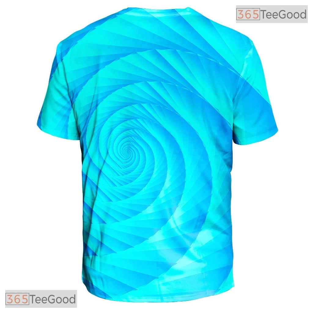 Dynamic Blue Spin Abstract Graphic Art 3D Printed Casual Unisex Tee Shirt Top