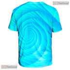 Dynamic Blue Spin Abstract Graphic Art 3D Printed Casual Unisex Tee Shirt Top