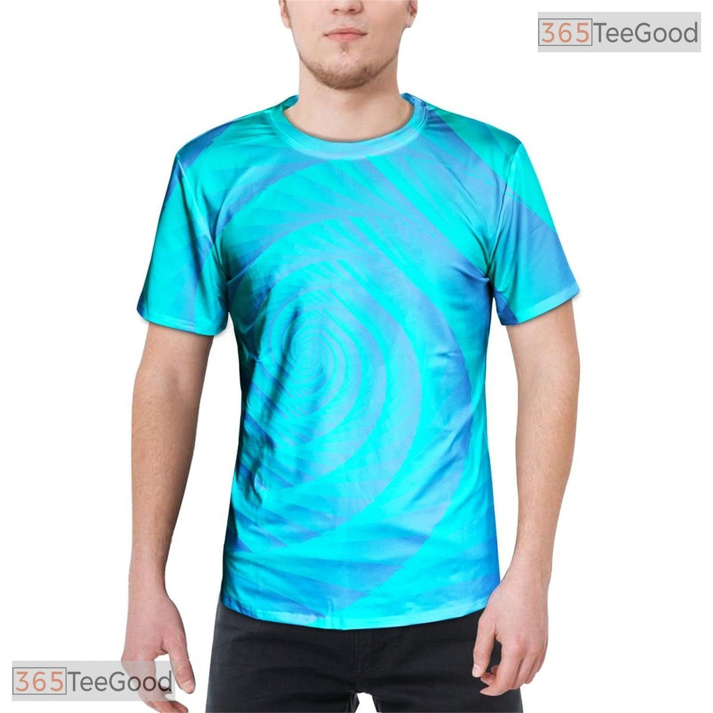 Dynamic Blue Spin Abstract Graphic Art 3D Printed Casual Unisex Tee Shirt Top