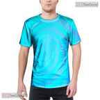 Dynamic Blue Spin Abstract Graphic Art 3D Printed Casual Unisex Tee Shirt Top