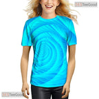 Ocean Blue Spin Abstract Graphic Art 3D Printed Casual Unisex Tee Shirt Tops