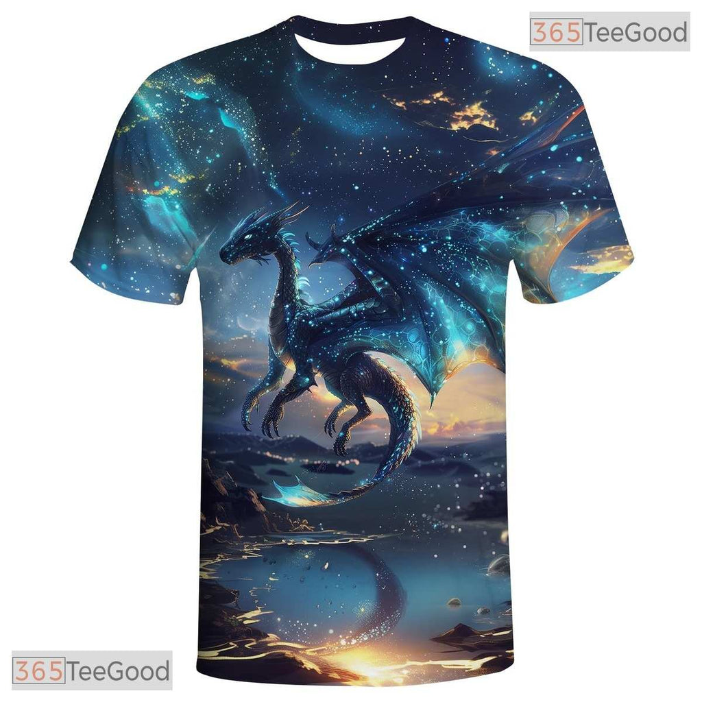 Blue Star Dragon American Flag Eagle 3D Graphic Printed Casual Unisex T-Shirt Tops
