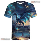 Blue Star Dragon American Flag Eagle 3D Graphic Printed Casual Unisex T-Shirt Tops