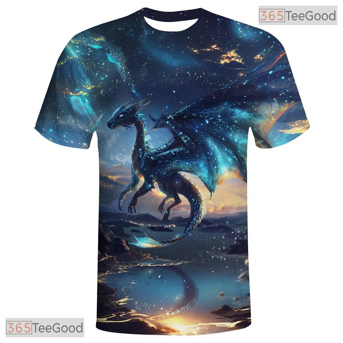 Blue Star Dragon American Flag Eagle 3D Graphic Printed Casual Unisex T-Shirt Tops
