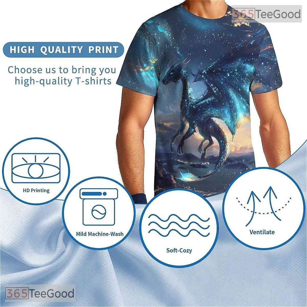 Blue Star Dragon American Flag Eagle 3D Graphic Printed Casual Unisex T-Shirt Tops
