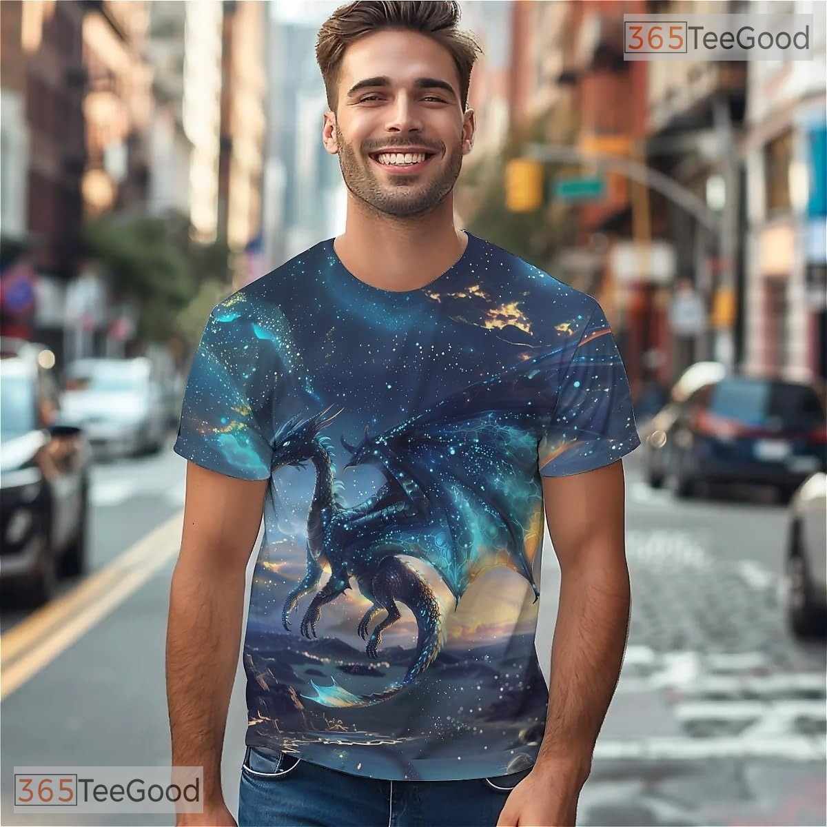 Blue Star Dragon American Flag Eagle 3D Graphic Printed Casual Unisex T-Shirt Tops