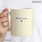 Personalized Blue Stripe Pastel Coffee Mug - Custom Name Mother's Day Ceramic Accent Mug