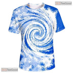 Retro Blue Tie Dye Pattern Graphic 3D Printed Casual Unisex Short Sleeve Shirt