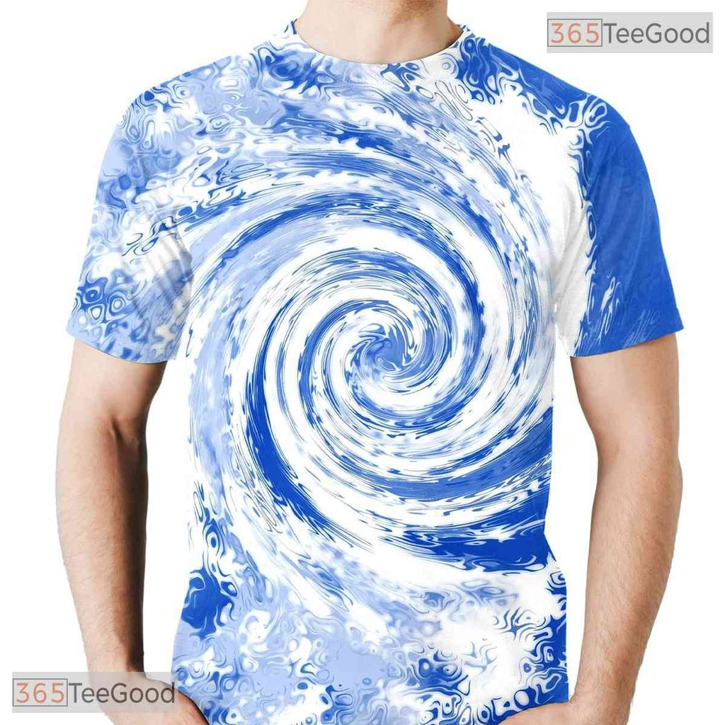 Retro Blue Tie Dye Pattern Graphic 3D Printed Casual Unisex Short Sleeve Shirt