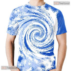 Retro Blue Tie Dye Pattern Graphic 3D Printed Casual Unisex Short Sleeve Shirt