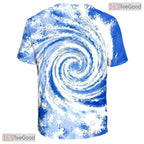 Retro Blue Tie Dye Pattern Graphic 3D Printed Casual Unisex Short Sleeve Shirt