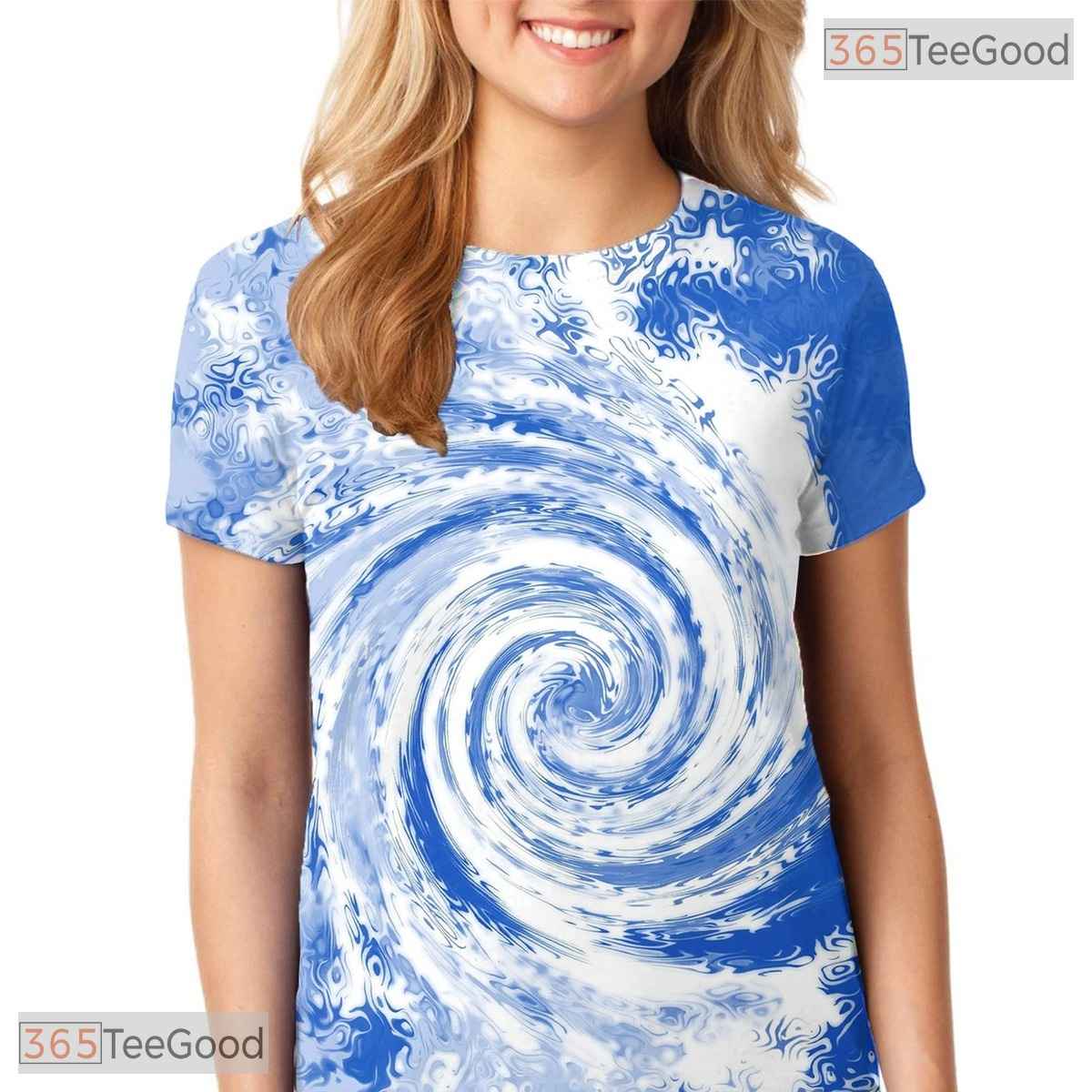 Retro Blue Tie Dye Pattern Graphic 3D Printed Casual Unisex Short Sleeve Shirt