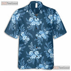 Blue Tropical Beach Floral Hawaiian Shirt- Unisex Aloha Button-Up Party Style