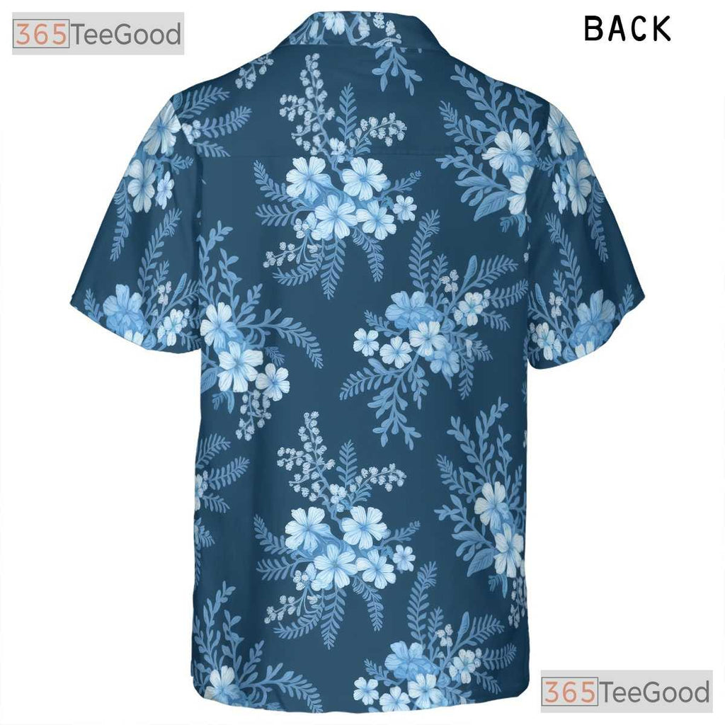 Blue Tropical Beach Floral Hawaiian Shirt- Unisex Aloha Button-Up Party Style