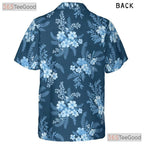 Blue Tropical Beach Floral Hawaiian Shirt- Unisex Aloha Button-Up Party Style