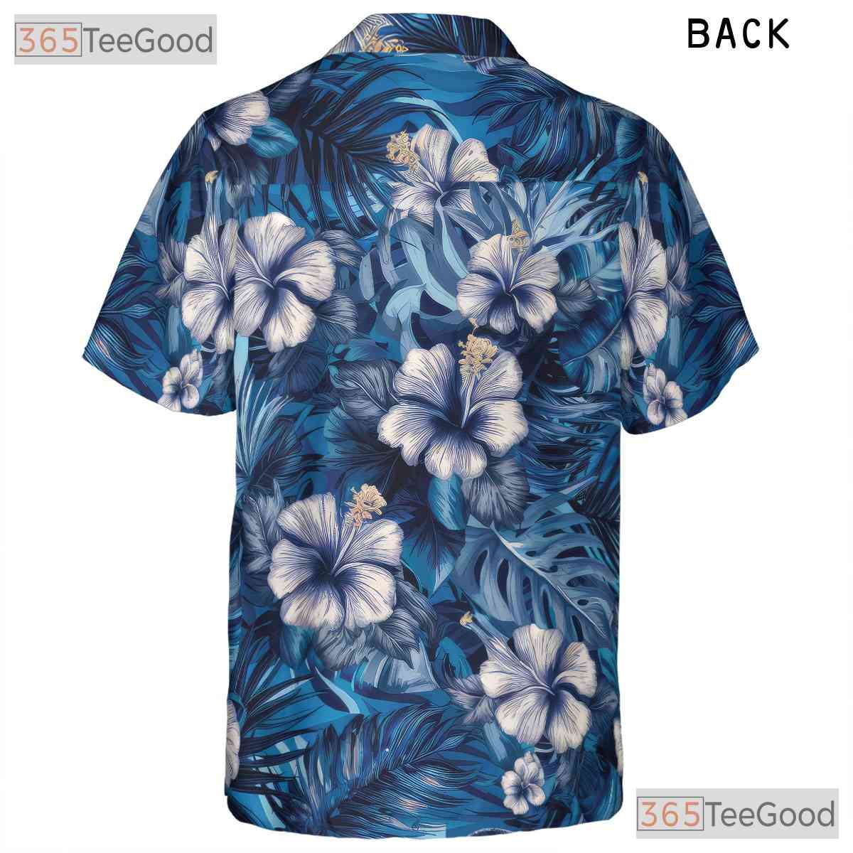 Blue Tropical Floral Hibiscus Aloha Beach Summer Wear Hawaiian Tee Unisex