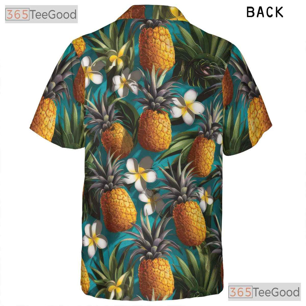 Blue Tropical Pineapple Aloha Party Outfit Hawaiian Shirt Men Women Summer Top
