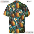 Blue Tropical Pineapple Aloha Party Outfit Hawaiian Shirt Men Women Summer Top