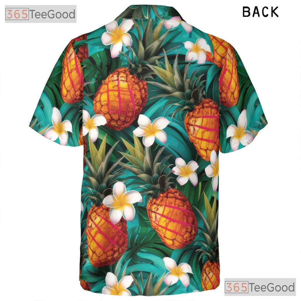 Blue Tropical Pineapple Pattern Summer Vacation Hawaiian Shirt Unisex Outfit Top
