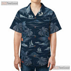 Blue Tropical Sunset Palm Aloha Beach Hawaiian Shirt Men Women Summer Outfit Top