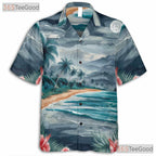Blue Tropical Sunset Palm Tree Hawaiian Shirt Unisex Summer Beachwear Outfit Top